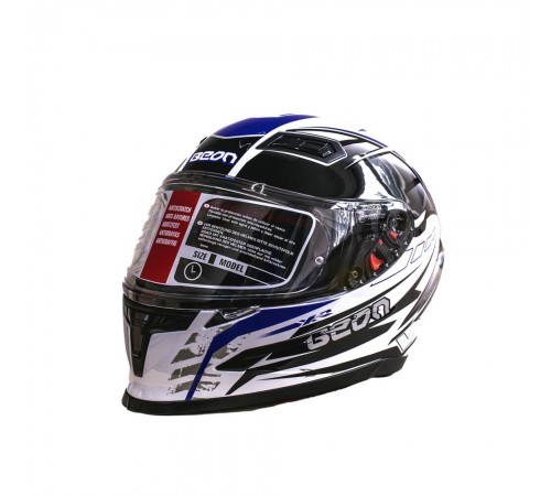 Мотошолом інтеграл Beon B-503 SINGLE VISOR ANGLE TEAR SHINY WHITE/BLUE (глянець білий/синій), розмір L Мотошолом інтеграл Beon B-503 SINGLE VISOR ANGLE TEAR SHINY WHITE/BLUE (глянець білий/синій), розмір L