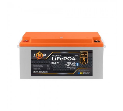 Акумулятор Logicpower LP LiFePO4 25,6V - 100 Ah (2560Wh) (BMS 100A/50А) пластик Smart BT Акумулятор Logicpower LP LiFePO4 25,6V - 100 Ah (2560Wh) (BMS 100A/50А) пластик Smart BT
