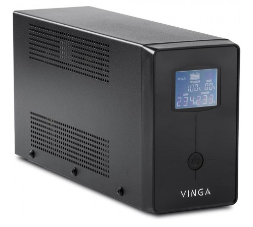 Джерело безперебійного живлення Vinga VPC-1200MU 1200ВА / 720 Вт з LCD-дисплеєм з USB у металевому корпусі Джерело безперебійного живлення Vinga VPC-1200MU 1200ВА / 720 Вт з LCD-дисплеєм з USB у металевому корпусі