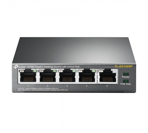 PoE-комутатор TP-Link TL-SG1005P 5-портовий з 4 PoE+ портами некерований PoE-комутатор TP-Link TL-SG1005P 5-портовий з 4 PoE+ портами некерований