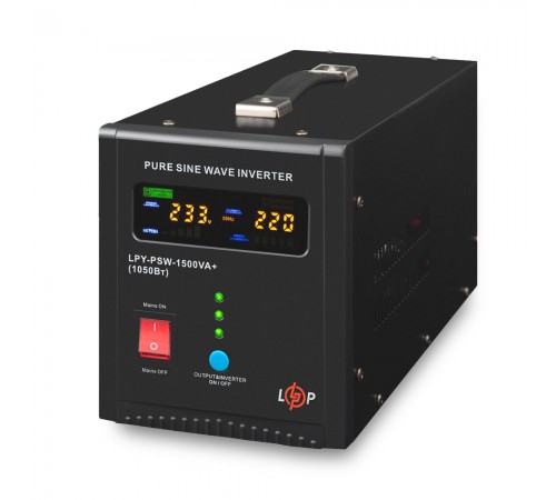 Джерело безперебійного живлення LogicPower LPY-PSW-1500VA+ (1050Вт) 10A/15A з правильною синусоїдою 24V Джерело безперебійного живлення LogicPower LPY-PSW-1500VA+ (1050Вт) 10A/15A з правильною синусоїдою 24V