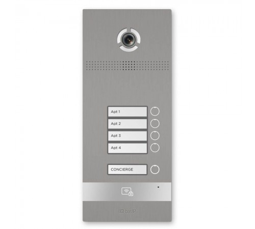 IP панель виклику на 4 абоненти Bas-IP BI-04 silver з розпізнаванням облич і зчитувачем UKEY для IP-домофонів IP панель виклику на 4 абоненти Bas-IP BI-04 silver з розпізнаванням облич і зчитувачем UKEY для IP-домофонів
