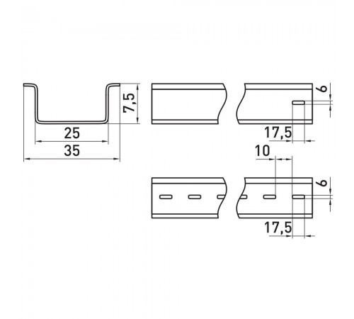 DIN-рейка e.din.stand.rail.101.25 Enext 25 см перфорована DIN-рейка e.din.stand.rail.101.25 Enext 25 см перфорована