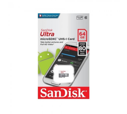 Карта пам`яті з адаптером SanDisk SDXC 64GB UHS-I SDSQUNR-064G-GN3MA Карта пам`яті з адаптером SanDisk SDXC 64GB UHS-I SDSQUNR-064G-GN3MA
