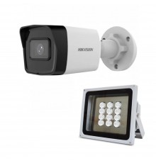 Комплект: IP-відеокамера  2 Мп Hikvision DS-2CD1023G2-IUF (2.8 мм) з вбудованим мікрофоном + ІЧ-прожектор Lightwell LW12-140IR45-220