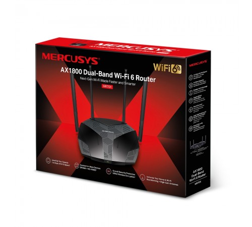 Бездротовий маршрутизатор Mercusys MR70X AX1800 3xGE LAN 1xGE WAN MU-MIMO OFDMA (MR70X) Бездротовий маршрутизатор Mercusys MR70X AX1800 3xGE LAN 1xGE WAN MU-MIMO OFDMA (MR70X)