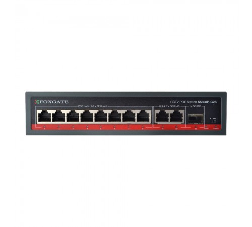 PoE-комутатор FoxGate S5808P-G2S CCTV 8-портовий некерований PoE-комутатор FoxGate S5808P-G2S CCTV 8-портовий некерований