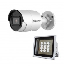 Комплект: IP-відеокамера  4 Мп Hikvision DS-2CD2043G2-I (2.8 мм) AcuSense з відеоаналітикою + ІЧ-прожектор Lightwell LW12-140IR45-220