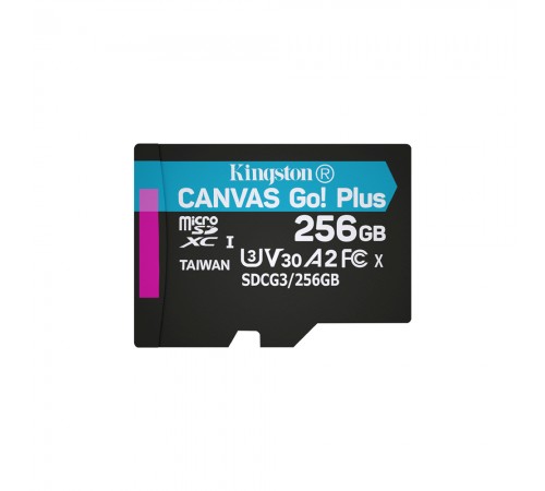 Карта пам'яті Kingston MicroSDXC 256GB Canvas Go! Plus Class 10 UHS-I U3 V30 A2 (SDCG3/256GBSP) Карта пам'яті Kingston MicroSDXC 256GB Canvas Go! Plus Class 10 UHS-I U3 V30 A2 (SDCG3/256GBSP)
