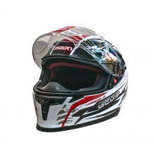 Мотошолом інтеграл Beon B-503 SINGLE VISOR ANGLE TEAR SHINY WHITE/RED (глянець білий/червоний), розмір XL
