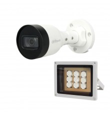 Комплект: IP-відеокамера  2 Мп Dahua DH-IPC-HFW1230S1-S5 2.8mm + ІЧ-прожектор Lightwell LW9-100IR45-220