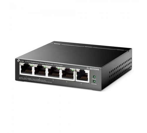 PoE-комутатор TP-Link EasySmart TL-SG105PE гігабітний 5-портовий з 4 PoE+ портами керований PoE-комутатор TP-Link EasySmart TL-SG105PE гігабітний 5-портовий з 4 PoE+ портами керований