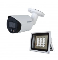 Комплект: IP-відеокамера 4 Мп Dahua DH-IPC-HFW2449S-S-IL (2.8 мм) з подвійним підсвічуванням + ІЧ-прожектор Lightwell LW12-140IR45-220