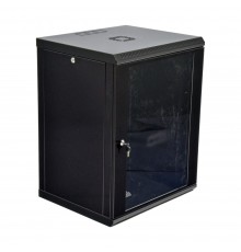 Шафа серверна SteelNet 15U 600 x 500 для мережевого обладнання (скло, чорний)