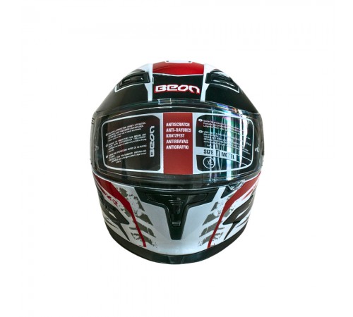 Мотошолом інтеграл Beon B-503 SINGLE VISOR ANGLE TEAR SHINY WHITE/RED (глянець білий/червоний), розмір XL Мотошолом інтеграл Beon B-503 SINGLE VISOR ANGLE TEAR SHINY WHITE/RED (глянець білий/червоний), розмір XL