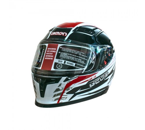 Мотошолом інтеграл Beon B-503 SINGLE VISOR ANGLE TEAR SHINY WHITE/RED (глянець білий/червоний), розмір XL Мотошолом інтеграл Beon B-503 SINGLE VISOR ANGLE TEAR SHINY WHITE/RED (глянець білий/червоний), розмір XL