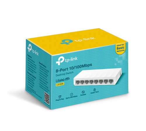 Комутатор TP-Link LiteWave LS1008 8-портовий некерований Комутатор TP-Link LiteWave LS1008 8-портовий некерований