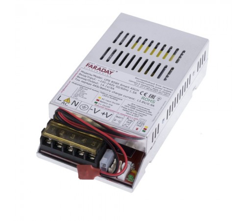 Безперебійний блок живлення Faraday Electronics 85W UPS Smart ASCH ALU під акумулятор 12-18А/г в алюмінієвому корпусі Безперебійний блок живлення Faraday Electronics 85W UPS Smart ASCH ALU під акумулятор 12-18А/г в алюмінієвому корпусі