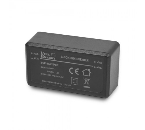 Блок живлення Full Energy BGP-152UPCB 15 В / 2 А на друковану плату Блок живлення Full Energy BGP-152UPCB 15 В / 2 А на друковану плату