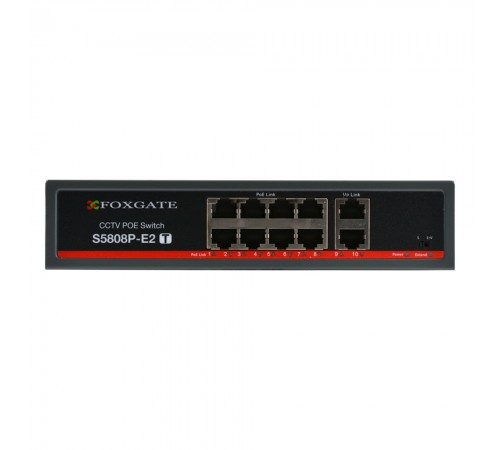 PoE-комутатор FoxGate S5808P-E2 (T) CCTV 8-портовий некерований PoE-комутатор FoxGate S5808P-E2 (T) CCTV 8-портовий некерований