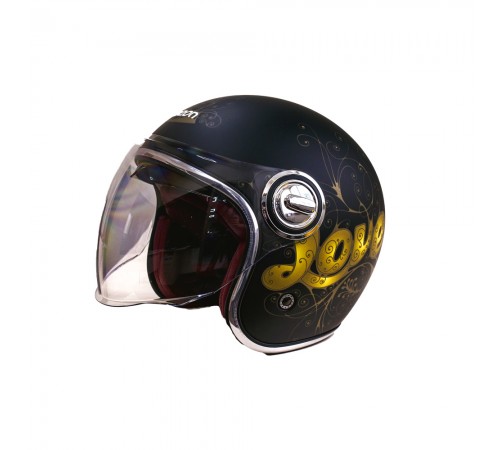 Мотошолом відкритий Beon B-108A ABS LOVE SHINY BLACK/GOLD (глянець чорний/золотий), розмір XXL Мотошолом відкритий Beon B-108A ABS LOVE SHINY BLACK/GOLD (глянець чорний/золотий), розмір XXL