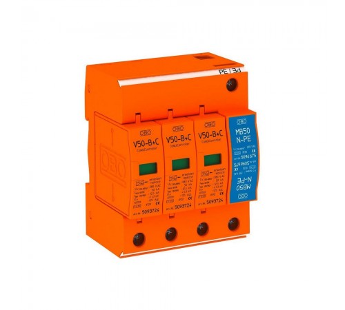 Обмежувач перенапруг OBO Bettermann Тип I+II V50-B+C 3+NPE (5093654)