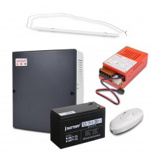 Комплект: Бокс пластиковий PLB 7-9 А·год + Cвітильник LED лінійний 450мм 10Вт 6500K + БЖ UPS 35W Smart ASCH PL + Акумулятор ABP7-12L 7 А·год + Перемикач світла e.switch wires 6A white