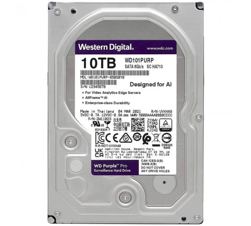 Жорсткий диск 10TB Western Digital WD Purple Pro WD101PURP для відеоспостереження з AI Жорсткий диск 10TB Western Digital WD Purple Pro WD101PURP для відеоспостереження з AI