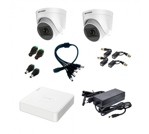Комплект відеоспостереження Hikvision на 2 відеокамери 5Мп внутрішній аналоговий Комплект відеоспостереження Hikvision на 2 відеокамери 5Мп внутрішній аналоговий
