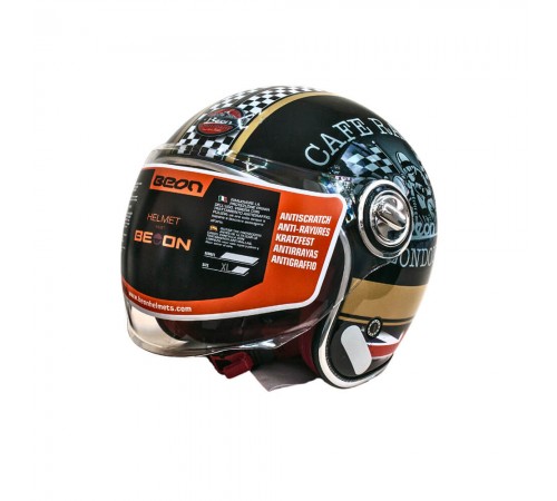 Мотошолом відкритий Beon B-108A ABS MOTO SHINY BLACK/GOLD (глянець чорний/золотий), розмір L Мотошолом відкритий Beon B-108A ABS MOTO SHINY BLACK/GOLD (глянець чорний/золотий), розмір L