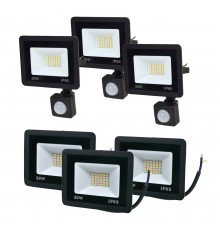Комплект 3+3 світлодіодних прожектори Lightwell 30W: 3 x LW-FL-B-30 и 3 x LW-FL-B-30-S з датчиком руху