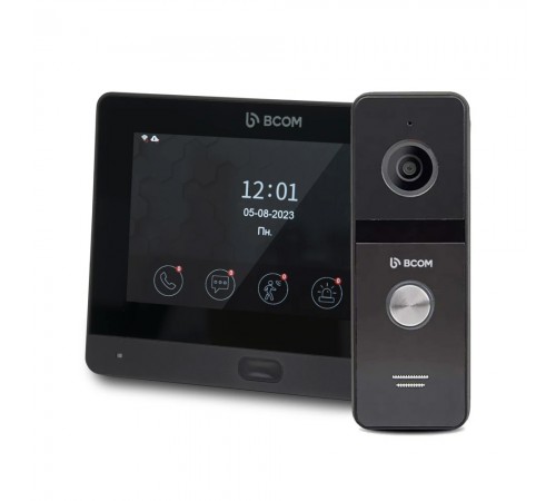 Комплект Wi-Fi відеодомофонa 7" BCOM BD-760FHD/T Black з підтримкою Tuya Smart + BT-400FHD Black Комплект Wi-Fi відеодомофонa 7" BCOM BD-760FHD/T Black з підтримкою Tuya Smart + BT-400FHD Black