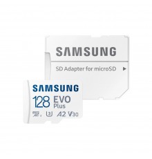 Карта пам'яті Samsung Evo Plus microSDXC 128GB UHS-I U3 V30 A2 + SD адаптер (MB-MC128KA/EU)