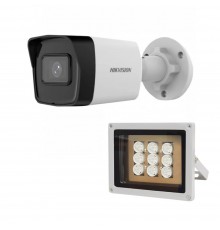 Комплект: IP-відеокамера 2 Мп Hikvision DS-2CD1023G2-IUF (2.8 мм) з вбудованим мікрофоном + ІЧ-прожектор Lightwell LW9-100IR45-220