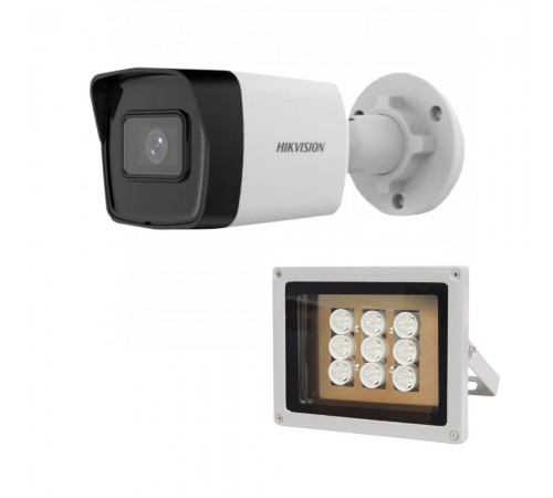Комплект: IP-відеокамера 2 Мп Hikvision DS-2CD1023G2-IUF (2.8 мм) з вбудованим мікрофоном + ІЧ-прожектор Lightwell LW9-100IR45-220 Комплект: IP-відеокамера 2 Мп Hikvision DS-2CD1023G2-IUF (2.8 мм) з вбудованим мікрофоном + ІЧ-прожектор Lightwell LW9-100IR45-220