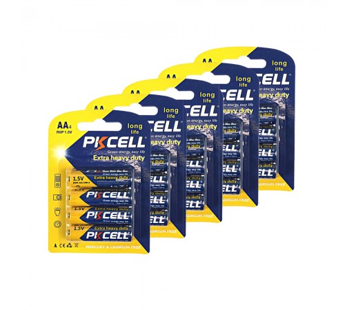 Комплект з 20 батарейок PKCELL Extra Heavy Duty AA R6P 1.5V по 4шт/блістер Комплект з 20 батарейок PKCELL Extra Heavy Duty AA R6P 1.5V по 4шт/блістер