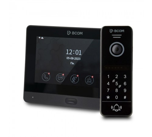 Комплект Wi-Fi відеодомофонa 7" BCOM BD-760FHD/T Black з підтримкою Tuya Smart + BT-400HD-AC Black Комплект Wi-Fi відеодомофонa 7" BCOM BD-760FHD/T Black з підтримкою Tuya Smart + BT-400HD-AC Black