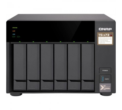 Система зберігання даних QNAP TS-673A-8G з 6 відсіками для дисків, 8GB RAM, настільне виконання Система зберігання даних QNAP TS-673A-8G з 6 відсіками для дисків, 8GB RAM, настільне виконання