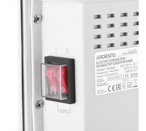 Конвектор електричний Ardesto CHB-2000MWPD 2000 Вт, 20 м2, відкритий нагрів.елемент, IP20, мех.управління