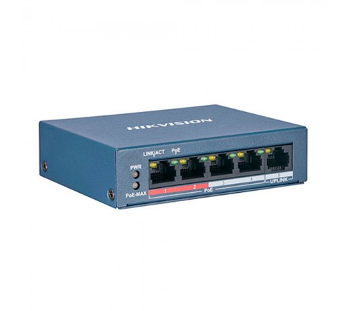 Некерований PoE-комутатор Hikvision DS-3E0105P-E(B) з 4 портами PoE Некерований PoE-комутатор Hikvision DS-3E0105P-E(B) з 4 портами PoE