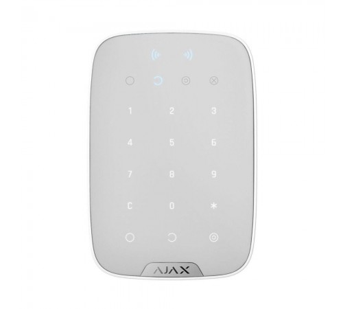 Бездротова сенсорна клавіатура Ajax Keypad Plus (8EU) white зі зчитувачем карток Pass і брелоків Tag Бездротова сенсорна клавіатура Ajax Keypad Plus (8EU) white зі зчитувачем карток Pass і брелоків Tag