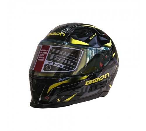 Мотошолом інтеграл Beon TECH SHINY BLACK/YELLOW (глянець чорний/жовтий) розмір L Мотошолом інтеграл Beon TECH SHINY BLACK/YELLOW (глянець чорний/жовтий) розмір L