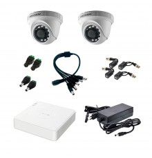 Комплект відеоспостереження Hikvision на 2 відеокамери 2Мп внутрішній аналоговий