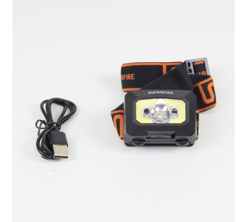 Налобний LED+COB ліхтар Superfire X30 з датчиком руху і потужністю 5 Вт, що перезаряджається Налобний LED+COB ліхтар Superfire X30 з датчиком руху і потужністю 5 Вт, що перезаряджається