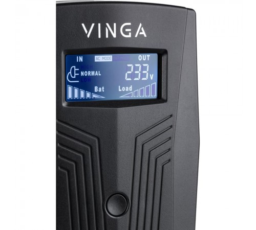 Джерело безперебійного живлення Vinga VPC-800P 800ВА / 480 Вт з LCD-дисплеєм у пластиковому корпусі Джерело безперебійного живлення Vinga VPC-800P 800ВА / 480 Вт з LCD-дисплеєм у пластиковому корпусі