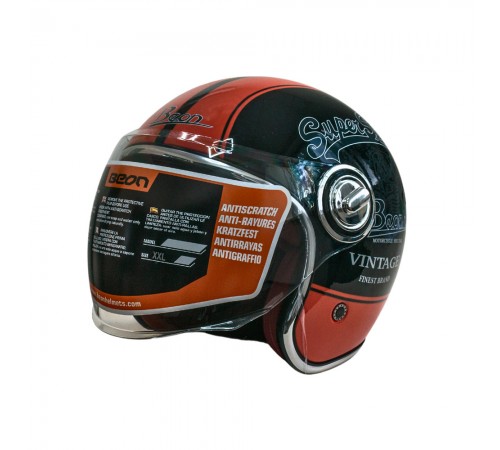 Мотошолом відкритий Beon B-108A ABS SUPER SPORT SHINY BLACK/ORANGE (глянець чорний/помаранчевий), розмір XXL Мотошолом відкритий Beon B-108A ABS SUPER SPORT SHINY BLACK/ORANGE (глянець чорний/помаранчевий), розмір XXL