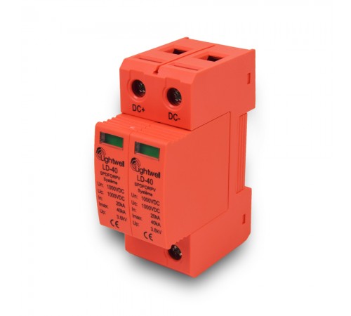 Пристрій захисту від перепадів напруги Lightwell LD-40 2P 1000V Пристрій захисту від перепадів напруги Lightwell LD-40 2P 1000V