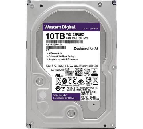 Жорсткий диск 10TB Western Digital WD102PURZ для відеоспостереження Жорсткий диск 10TB Western Digital WD102PURZ для відеоспостереження