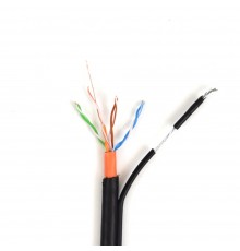 Кабель звита пара GoldMine GM UTP 4*2*0.5-CU PVC PE MT кат.5е (UTP мідь зовнішній з несучим тросом) бухта 305м