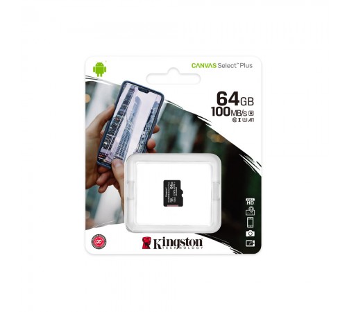 Карта пам'яті Kingston microSDXC 64GB Canvas Select Plus Class 10 UHS-I U1 V10 A1 (SDCS2/64GBSP) Карта пам'яті Kingston microSDXC 64GB Canvas Select Plus Class 10 UHS-I U1 V10 A1 (SDCS2/64GBSP)